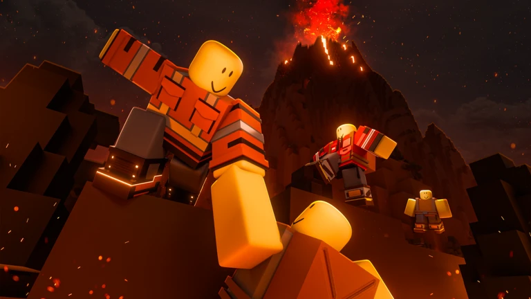 Thumbnail of a small team climbing a volcano